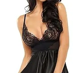 Babydoll Women Lingerie Silk Nighties V Neck Satin Chemise Camisole Nightdress Lace Babydoll Nightwear Honeymoon Nightwear Nighty-image-10