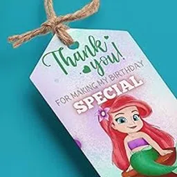 Little Mermaid Theme Thank You Cards/Tags (2 x 3.5 inches/250 GSM Cardstock/Mixcolour/30Pcs)-image-93