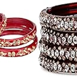 afast Traditional Glass Bangles Set for Women | Elegant Bridal & Wedding Chudi | Stylish Party, Festival & Jewelry | Combo of 2 | Maroon, Red-picture-21