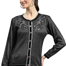 monte carlo Womens Self Design Round Neck Full Sleeves Cardigan (1243650RN)-picture-36