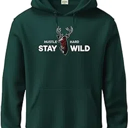 adro Hustle Hard Stay Wild Hoodie for Men | 320 GSM Cotton-Poly Fleece | Soft Feel, Skin-Friendly Printed Graphic, Warm Casual Sweatshirt with Kangaroo Pocket & Drawstring Hood-picture-26