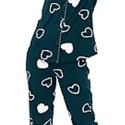 Women's Cotton Heart Printed Shirt & Payjama Nightwear Set-image-64