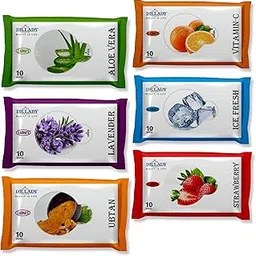 ADOERE Premium Wet Wipes, Facial Cleansing And Gentle Make Up Remover Wipes, Face & Body Wipes For Post Workout And Camping, Wipes For Gives Refreshing (Pack Of 6) (10 Wipes Tissue)-picture-19