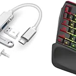 Sounce Combo 4 in1 Portable USBC Hub(Type-Cto4 USB-A Ports) with Aluminum Shell USB Port Hub 3.0 Compatible for PC,Tablet Ant Esports MK1001 one Handed Gaming Keyboard RGB Backlit 35 Keys Keypad-picture-14