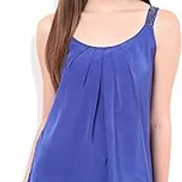 porsorte Women's Viscose Blue Solid Sleeveless Hand Worked Top-picture-31