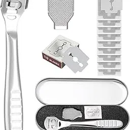 Beauté Secrets Callus remover for feet, Corn Shaver, Corn cutter for foot, Hard Skin Remover Stainless Steel Handle 10 Blades (Steel Handle)-picture-46