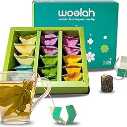 Woolah Mini Happiness Bundle - Assorted Rare Assam Green, Black & White Tea Gift Pack | World's 1st Bagless Whole Leaf Organic Tea Dip | 15 Dips (30 Cups) | Single Origin | Plastic-free-image-11