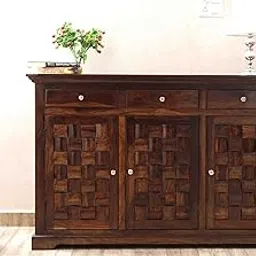 ANGEL FURNITURE Solid Sheesham Wood Niwar Design Sideboard 3 Door 3 Drawer-picture-25