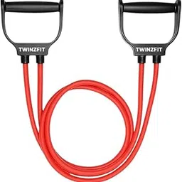 TWINZFIT Premium Resistance Tube with Handles – 25Kg Exercise Band for Strength Training, Full Body Workout, Home Gym Equipment for Men & Women, Toning Tube for Warm-Up & Fitness (Red) image 1