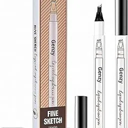 GENZY 4 Point Microblading Eyebrow Pencil Black | Waterproof Long-Lasting Eyebrow Pen with Micro-Fork Tip | Smudge-Proof, Sweat-Resistant Fine Sketch Eyebrow Definer for Natural Looking Brows | For Women & Girls-picture-33