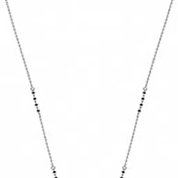925 Sterling Silver Jivika Mangalsutra Tanmaniya Pendant With Black Beads Chain | Platinum Plated, Swiss Zirconia |Gift for Women-image-84
