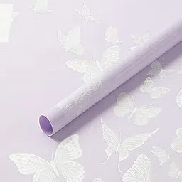 Zarwani - 10 Sheets Korean Style Waterproof Purple Bouquet Wrapping Paper (58cm x 58cm, 60 Microns) | Matte Butterflies Design, Giftwrap for Flowers & DIY Gift Wrapping Paper (10, Butterflies Purple)-picture-19