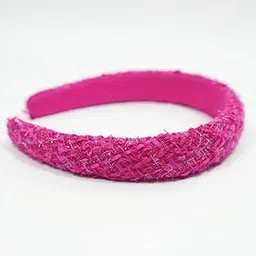 Tweed Puff Headband Hair Hoops for Women | Fashionable Girls Accessories Headband | Statement Hairbands for Women | Pink Thread Work Hairband-image-60