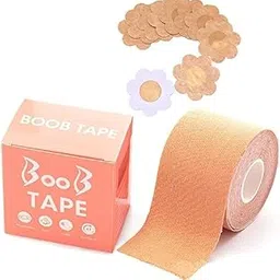 giogd Invisible Cuttable Breast Lift Tape Adhesive - Boob Tape Roll with Free Nipple Pasties 5-Metre Multipurpose Body Tape Or Women Push Up & Lifting Breast, No Show Bra, Skin Friendly Beige-picture-21