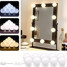 Improvhome USB Plug in 3 Colour Modes and Adjustable Brightness Dimmable Rectangular LED Bulbs Without Mirror for Dressing Room, 10 Pieces-picture-15