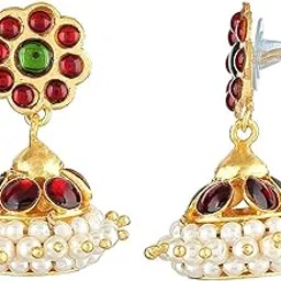 Bharatanatyam Kemp temple Indian jewelry Earrings Classical Dance Jewelry Colorful and Designer traditional Jhumka.(SGE0001)-picture-22