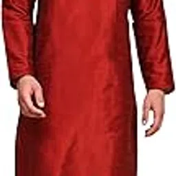 skavij Men's Art Silk Embroidered Kurta Pajama Set Thread Work Ethnic Motifs Festive Party Dress-picture-12