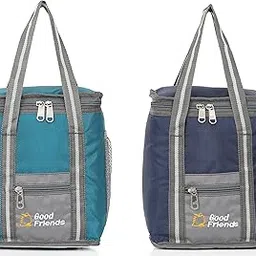 Goodfriends Good Friends Storage Lunch Tiffin Bag for Office, School, Picnic, Insulated Multicolor Waterproof Lunch Bag Pack of 2 (Dark Blue,Light Blue 4 L)-picture-31