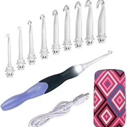 Yarniss Lighted Crochet Hooks Set- Rechargeable Crochet Hook with Latest Case, 9 in 1 Interchangeable Heads Crochet Hook with Sewing Tool Accessories(Red)-picture-50