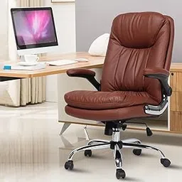 CHAIR KING Premium Leatherette Boss Chair | High Back Office Chair in Adjustable Handrest | Spacious Cushion Seat with Fiber Padded Seat| Revolving, Tilting & Height Adjustable | 1pc (Tan) image 1