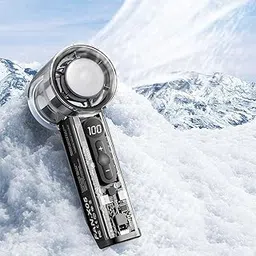 WelTherm Mini Portable Hand and Ice Fan with Ice Cooling Air and Cooler, Hanging Neck Fan, 100 Speed Ultra High Speed| Handheld Fan with Cooler|Digital Display| Rechargeable,4000mAh Battery BLDC Motor-picture-12