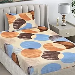 FABINALIV Multicolor Geometric Woollen Single Bedsheet with Pillow Cover (FLWSBS-1141-Multi)-picture-35