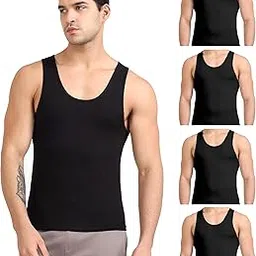 freecultr Cotton Vest for Men Sleeveless Lightweight Solid Round Neck Comfort Vests | Ultra-Comfortable, Breathable, and Moisture-Wicking Innerwear Sando for Gym, Yoga, Running, and Daily Casual Wear image 1