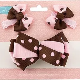 Babies Bloom Polka Dot Pink and Black Baby Hair Bow and Clip Set, Hair Bow Clip Set for Kids-image-22