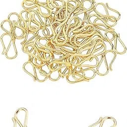 Dhruv Crafts S-Hook | Mala Hook Clasp 304 Stainless Steel Hook Clasps Stainless Steel Color S Hooks Clasps Necklace Clasp S-Shaped Hook for Necklace Jewelry Making 12mm (100 Pcs) (Gold) image 1