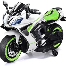 SRECAP Rechargeable Battery Operated Sports 2 Seater Bike for Kids, Ride on Toy Bike 1 to 8 Year Kids (White-Green)-picture-30