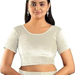 atibha fashion Readymade Stretchable Velvet Saree Blouse, Round Neck, Short Sleeve, Scoop Back-picture-15