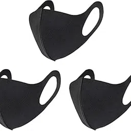 meelana Super Breathable Washable & Reusable Cloth Mask for Men & Women Stylish with UV Protection & Stretchable Material (Black)-picture-34