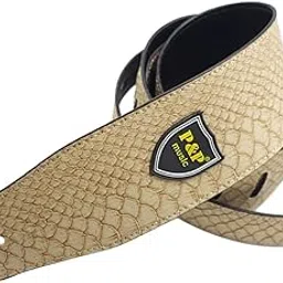 Enakshi (LABEL) Durable PU Leather Strap Belt for Guitar Bass Beige|Acoustic-Electric Guitar|Electric Guitar|Guitar Accessories-picture-12