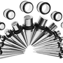 calandis ™ 2x36 Pieces Ear Gauges Stretching Kit Plug Taper 14G-00G Expander Silver | Body Piercing Jewelry | Body Jewelry | Fashion Jewelry-picture-50