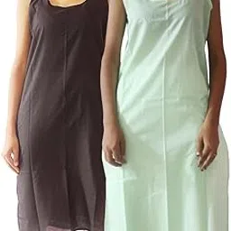 Combo Pack 2 Pcs Inner Slips Sleeveless Cotton Long Camisole for Sheer Dresses Full Length Undergarment Side Slit Samij Deep U Neck Wide Strap Vest Summer Night Wear Top-image-19