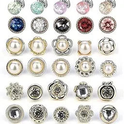 SANNIDHI® 30 Pcs Pearl Brooch Buttons Cover Up Anti-Exposure Brooch Pins Safety Pins Buttons for Women Girls, Customized Clothes Dress Sewing-free Buttons, Removable-image-4