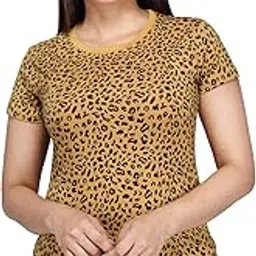 comfort lady Cotton Blend Regular Fit Half Sleeves Round Neck All Over Printed T-Shirts for Women and Girls-picture-51