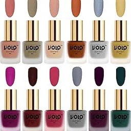 Volo Velvet Dull Matte Bold Colors Nail Polish Combo in Wholesale Rate(Light Peach, Sand Nude, Nude, Metallic Coral, Metallic Silver, Metallic Golden, Magenta 96 ml) Pack of 12-image-35