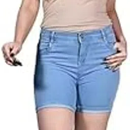 Kick Frick Women & Girls Denim Shorts Sky Blue 34-picture-16