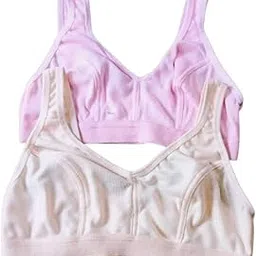 Sarangpur Beauty Women's Wirefree Sports Bra | Non-Padded Full Coverage Shaper Bra Workouts | Soft, Breathable, Supportive Fit (Combo Pack of 2) (in, Numeric, 28, A, 28, Regular, Pink + Skin)-picture-22