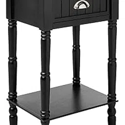 DDS Dream Decor Shoppee Wooden Side Table with Drawer Coffee Table Side Tabl Bed Side Table End Table with Storage,Wood Side Tables Living Room Table Bedside Table (Black)-image-15