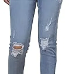 vestido modas Blue Distressed Jeans for Woman | Damaged Jean | Skinny Fit | Ankle Length | Slim Fit Denim Jeans for Women | 5 Pockets | Mid Rise | Stretchable Denim image 1
