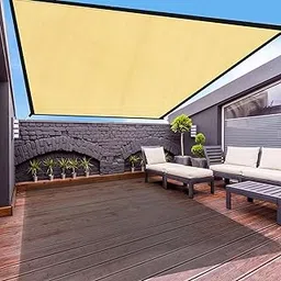FREDDO HDPE Fabric Polyester Webbing Sun Shade Sails 85-90% Protection from Sun & UV Rays Ideal for Car Parking, Outdoor Garden, Balcony, Patio, Beige Color, 9.5 ft x 8 ft, Pack of 1 Piece-image-4