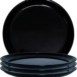 Sunaira Round Food Full Plate Microwave Safe Unbreakable Plastic Material |Food Grade, Big, Vibrant Color |Dinner Plates for Home,Kitchen,Restaurant,Cafe,Office|Set of 4 | Black-picture-61