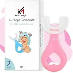 KALRA MAGIC® Design U-Shape Baby Toothbrush 360° Silicone Brush for Toddlers & Kids (2+ Years) Soft & Safe Dental Cleaner Pack 2 Multi Color-picture-50