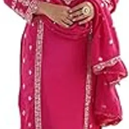 on the go mart Women's Pure Chinnon Silk Embroidered Kurti With Bottom & Dupatta Set-picture-42