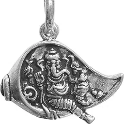 rudracraft 925 silver jewelry RUDRA CRAFT Sterling Silver (92.5% purity) God Ganesh Pendant - Sitting in Shankh| God Pendant for Men & Women-picture-15
