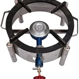 SAFIYAHARDWEARS HeavyDuty Single Burner StainlessSteel Gas Bhatti | Commercial High-Pressure Canteen Stove for Restaurants |Round 12-Inch Chulha with Manual Ignition,Gas Pipe,Lighter & Clips (Silver)-picture-22