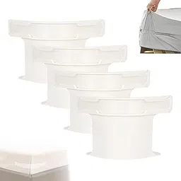 Snivy 4 Pieces Bed Sheet Holder with Lock Strips Kit, Non-Slip Lumber Lock Fitted Sheet, Heavy Duty Bed Sheet Fasteners, Removable Fitted Sheet Corner Holders for Mattress Protectors-image-5