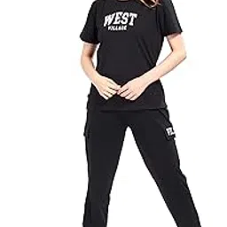 WEET Women's Printed Track Suit T-Shirt Trackpant Co-Ord Set 3415-picture-12